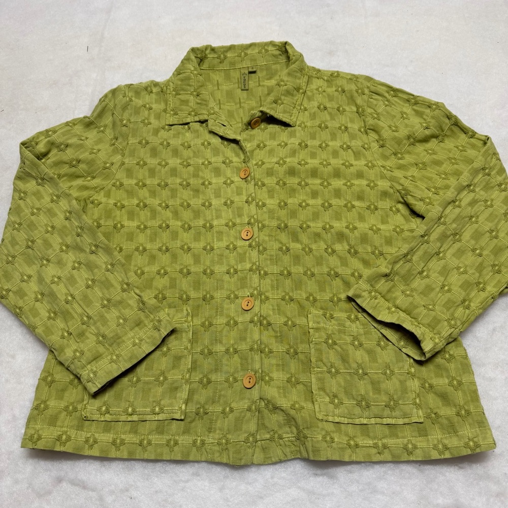 FOCUS Green Quilted Textured Lightweight Jacket Size Small